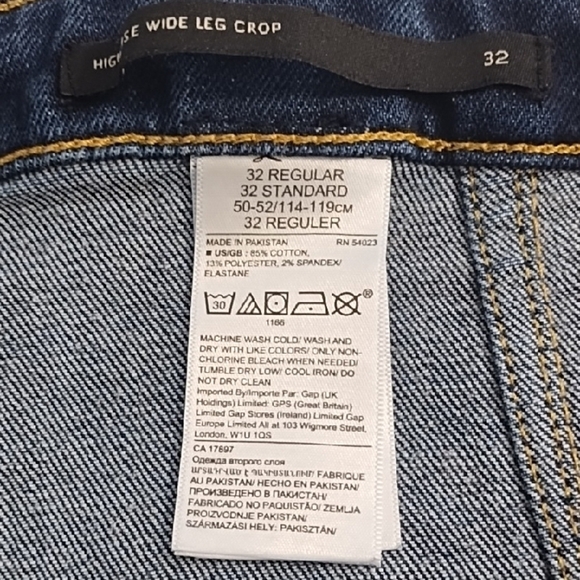 Banana Republic Dark Blue Premium Stretch Denim Jeans Wide Leg Crop - Picture 7 of 11